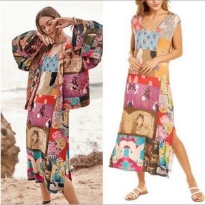 Johnny Was Multicolor Patchwork Midi Dress